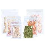Muka 50 PCS Resealable Clear Food Storage Bags, Heat Sealable Clear Poly Zip Flat Pouch w/Notch