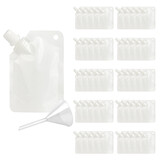 Muka 50 PCS White Plastic Liquid Pouch, Reclosable Spout pouch with funnel, Liquor Flasks for Wine, Milk, Juice Package