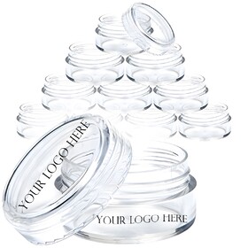 Custom 10g Lip Balm Container Round Clear Plastic Jars for Beads, Nail Art, Glitter, Make Up, Cosmetics, One Color Silk Screen