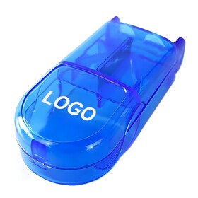 Aspire Custom Pill Box with Cutter, Pill Splitter, 3.5" L x 1.37" W x 1" H, Screen printed