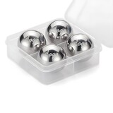 Muka Personalized Whiskey Balls, Metal Round Whiskey Stone, 4-piece, Laser Engraved