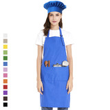 TOPTIE Cotton Canvas Adjustable Apron and Chef Hat Set for Men and Women