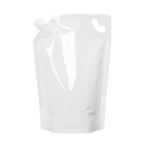 Muka 50 PCS White Poly Side Spout Drink Stand Up Pouch Bags, Juice Pouches With Handle, Juice, Wine, Milk Packaging Bags Wholesale