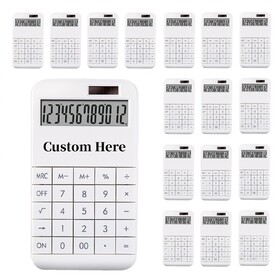 MUKA 50 Packs Custom Dual Powered Solar Calculator with Logo 12-Digits Electronic Calculator 7.3*3.9"