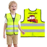 TOPTIE Preprinted Trainee Digger Driver Colour Excavator Baby Children Kids Hi Vis Safety Jacket Vest