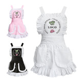 TOPTIE Embroidered Custom Maid Apron for Women, Ladies Ruffles Apron with Pockets for Kitchen