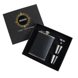 TOPTIE Custom Leather Flask, 8OZ Black Flask for Best Men, Color Imprint Whiskey Flask Set for Wedding