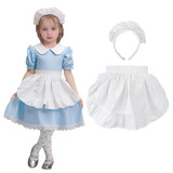 Aspire Cosplay Waist Apron Girls, White Ruffle Kids Toddlers Half Apron with Pockets, Retro Costume for Painting, Claying