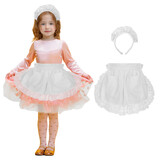 Aspire Cosplay Waist Apron with Headband Girls, White Kids Half Apron with Pockets, Costume for Kitchen, Party, Painting