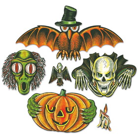 Beistle 00428 Vintage Halloween Totem Pole Cutouts, prtd 2 sides; can be used together or separately, 6"-28"