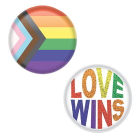 Beistle 66543 Pride Buttons, 2"