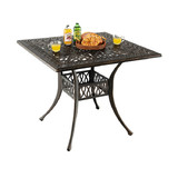Costway 12589647 35.4 Inch Aluminum Patio Square Dining Table with Umbrella Hole-Bronze