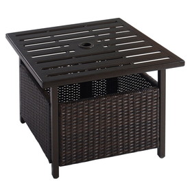 Costway 15473826 Outdoor Patio Rattan Wicker Steel Side Deck Table