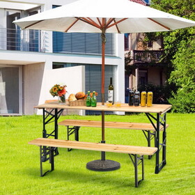 Costway 41735908 66.5 Inch Outdoor Wood Folding Picnic Table with Adjustable Heights