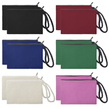 Aspire 12-Pack 100% Cotton Canvas Zipper Pouches, Party Favor Bags 6 3/4 x 4 3/4 Inches