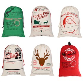 Aspire Large Christmas Giant Drawstring Bags, Reusable Canvas Gift Bags Storage, Christmas Decorations