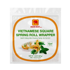 Asian Best Vietnamese Spring Roll Wrapper 22cm (Square), 12 OZ, Case of 30