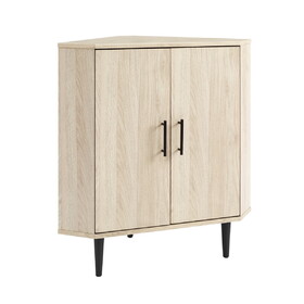 Contemporary 2-Door Mixed-Material Corner Accent Cabinet - Birch B185P244037