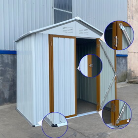 Outdoor storage sheds 4FTx6FT Apex roof White+Yellow W135057439