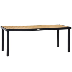 Outsunny 75" x 35" Outdoor Dining Table for 8 People, Rectangular Aluminum Frame Garden Table with All-Weather Faux Wood Top for Garden, Lawn, Patio, Natural W2225P174356