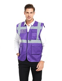 TOPTIE 5 Pockets High Visibility Safety Vest with Reflective Strips, Working Uniform Vest