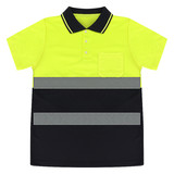 TOPTIE Safety Polo Shirt Reflective High Visibility Short Sleeve Pocket Tee