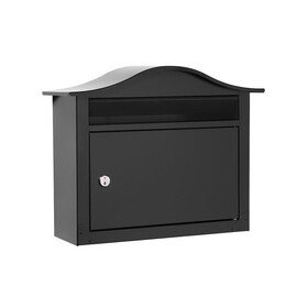 Architectural Mailboxes 2550B-10 The Saratoga Galvanized Steel Wall Mount Black Locking Mailbox
