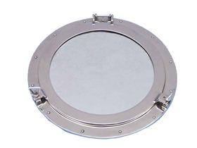 Handcrafted Model Ships MC-1967-24-CH Chrome Decorative Ship Porthole Mirror 24"