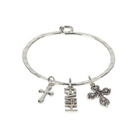 Dicksons 30-4884T Bangle Bracelet Faith Charm Silver Plate
