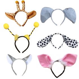 TOPTIE 6 PCS Animals Ears Headband, Decorations for Adult & Kid, Jungle Safari Animals Hair Hoop