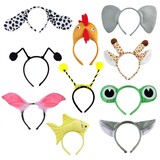 TOPTIE Plush Animal Headbands for Decorations, Ear Horn Hair Hoop for Kid & Adult, Birthday Dress-Up Party Supplies