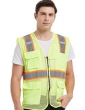 TOPTIE Unisex US Big High Visibility Two-tone Safety Vest with Reflective Straps and Pockets Soft, Durable, Breathable