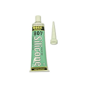 Boss Pro 801 White Silicone Sealant/Adhesive 3 oz Squeeze Tube 803 Plumbing Supply, Neutral Cure Silicone Adhesive, Clear, 3oz Squeeze Tube