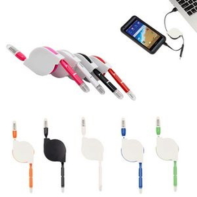 Custom Retractable 2-In-1 USB Charging Cable, 11/4" H x 4 1/2" L