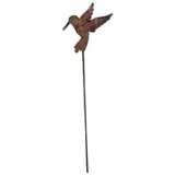 Village Wrought Iron RGS-33 Hummingbird - Rusted Garden Stake