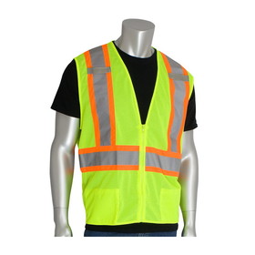 PIP 302-0600D PIP ANSI Type R Class 2 Two-Tone Mesh Vest with "D" Ring Access