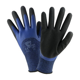PIP 713BLDD G-Tek Seamless Knit Polyester Glove with Double Dipped Latex Sandy Foam Grip - 3/4 Dip